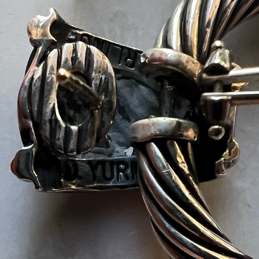 Authentic DAVID YURMAN Door Knocker Silver & Gold Cable Earrings - Picture 5 of 5